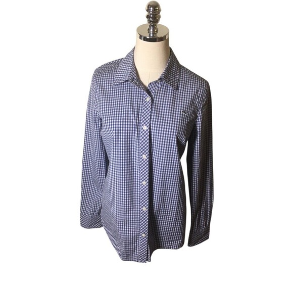 Vineyard Vines Tops - Vineyard Vines Top Women's Size 4 Blue White Plaid Button Up  Cotton Blend